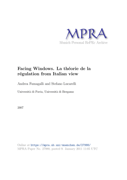 Facing Windows. La théorie de la régulation from Italian view