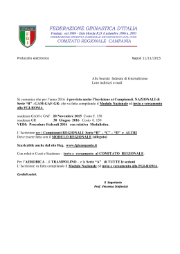 Iscrizioni Campionati 2016 - Comitato Regionale Campania F.G.I.