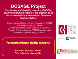 Presentazione del Progetto Dosage. "Disabilità