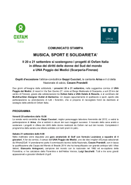 Il 20 e 21 settembre si sostengono i progetti di Oxfam Italia in difesa