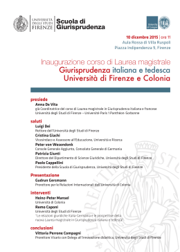 Inaugurazione corso di Laurea magistrale Giurisprudenza italiana e