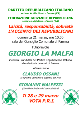 l`On. Giorgio La Malfa a Faenza - Federazione Provinciale di Ravenna