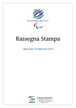 Rassegna 16 settembre 2015 - Comitato Italiano Paralimpico