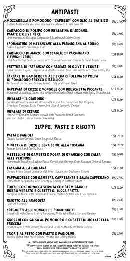 ITALIAN DINNER MENU DEC 2013