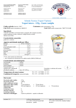 Scheda Tecnica Yogurt Vipiteno Yogurt intero - 125g