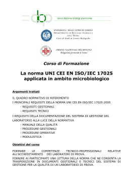 La norma UNI CEI EN ISO/IEC 17025 applicata in ambito