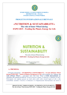 NUTRITION & SUSTAINABILITY» The role of