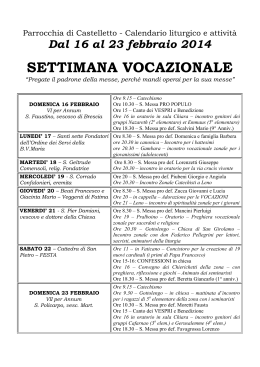 SETTIMANA VOCAZIONALE - Parrocchia di Castelletto di Leno (Bs)