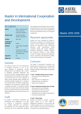 Master in International Cooperation and Development