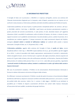 Le informative prefettizie - cds sent. 444/2012