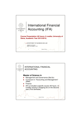 International Financial Accounting - Dipartimento di Studi aziendali