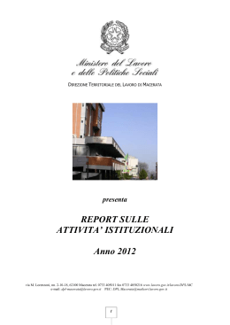 Report sulle attività istituzionali