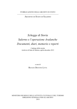 Schegge di Storia Salerno e l`operazione Avalanche Documenti