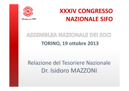 XXXIV CONGRESSO NAZIONALE SIFO Dr. Isidoro MAZZONI