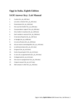 Oggi in Italia, Eighth Edition SAM Answer Key: Lab Manual
