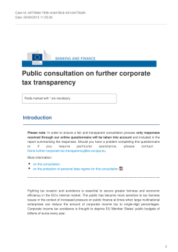 Public consultation on further corporate tax