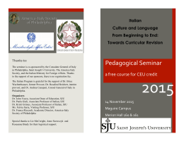 2015 CEU Seminar Program - Saint Joseph`s University