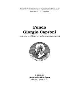 Fondo Giorgio Caproni. Corrispondenza