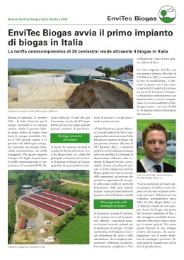 Notizie EnviTec Biogas Italia Ottobre 2009