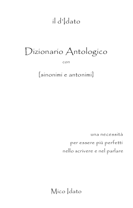 Dizionario Antologico - Domenico Mico Idato | Personal Site | Man of