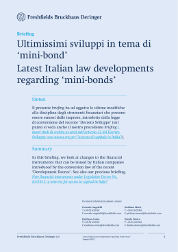 Latest Italian law developments regarding `mini-bonds`