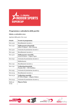 Supercup «Indoor Sports» 2015: Programma e calendario delle partite