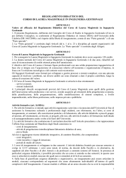 Regolamento Didattico - Universitá della Calabria