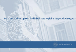 Business Plan 14-16 - Indirizzi strategici e target di
