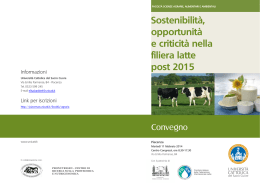 Sostenibilità, opportunità e criticità nella filiera latte post 2015