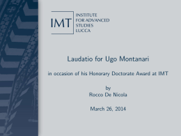 Laudatio for Ugo Montanari - in occasion of his Honorary Doctorate