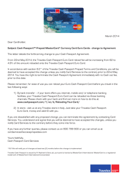 March 2014 Dear Cardholder, Subject: Cash Passport™ Prepaid