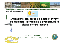 Irrigazione con acque salmastre effetti su fisiologia.