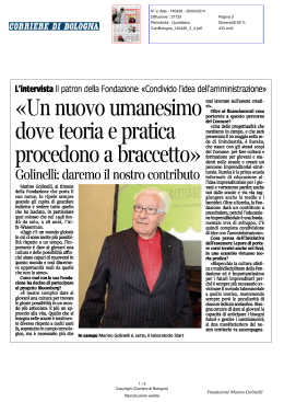 26 aprile 2014: Intervista a Marino Golinelli