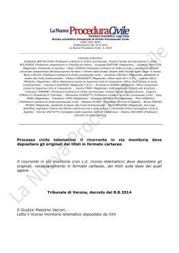 Tribunale di Verona, decreto del 8.8.2014