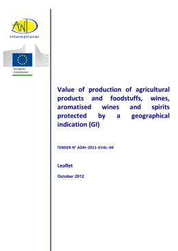 Value of production of agricultural products and foodstuffs, wines