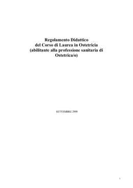Regolamento Didattico del Corso di Laurea in Ostetricia (abilitante