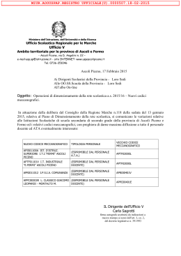 Nuovi codici meccanografici - Ufficio Scolastico Provinciale di Ascoli