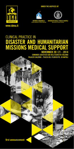 missions medical support - IDMA International Disaster Medicine