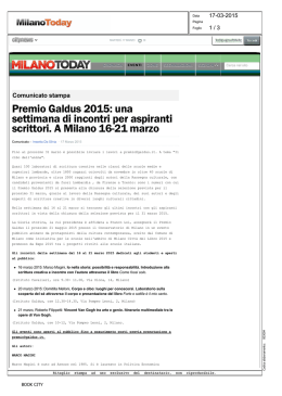 Premio Galdus 2015: una settimana di incontri per