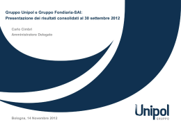 Presentazione dei risultati consolidati al 30 settembre 2012
