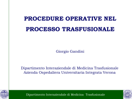Procedure operative nel processo trasfusionale