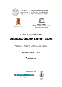 4° Ciclo di incontri sul tema Sicurezza urbana e diritti umani, Padova