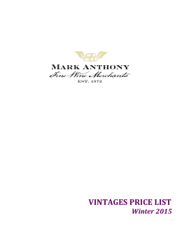 VINTAGES PRICE LIST - Mark Anthony Fine Wine Merchants