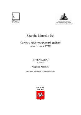 Il fondo Marcello Dei presso l`Archivio di Stato di Firenze