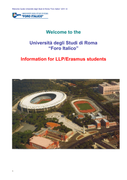 Welcome to the Università degli Studi di Roma “Foro Italico