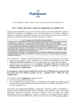 Dal 1° ottobre 2014 nuove regole per i pagamenti con modello F24