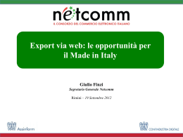 Export via web: le opportunità per il Made in Italy Giulio Finzi