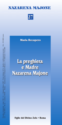 La preghiera e Madre Nazarena Majone, Maria Recupero