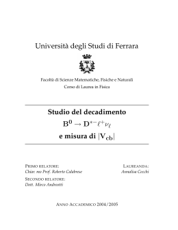 Università degli Studi di Ferrara Studio del decadimento B → D ν e