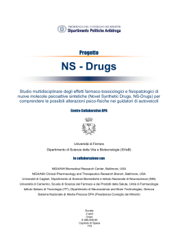 Progetto NS-Drugs - La Presidenza del Consiglio dei Ministri